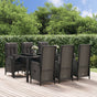7 Piece Garden Dining Set with Cushions Black&Grey Poly Rattan