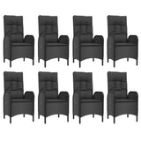9 Piece Garden Dining Set with Cushions Black and Grey Poly Rattan
