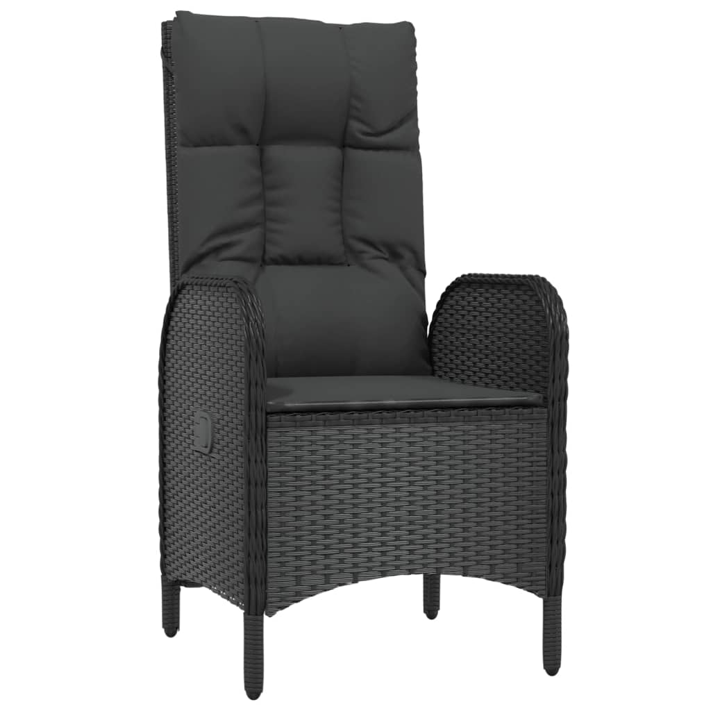 9 Piece Garden Dining Set with Cushions Black and Grey Poly Rattan