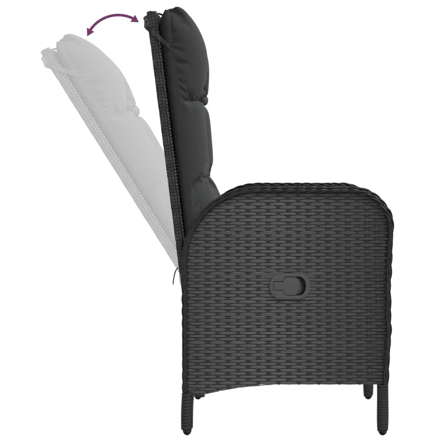 9 Piece Garden Dining Set with Cushions Black&Grey Poly Rattan