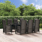 9 Piece Garden Dining Set with Cushions Black&Grey Poly Rattan