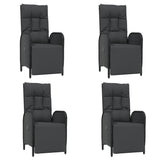 5 Piece Garden Dining Set with Cushions Black Poly Rattan - Top-Down View