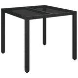 5 Piece Garden Dining Set with Cushions Black Poly Rattan - Low Angle