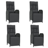 5 Piece Garden Dining Set with Cushions Black Poly Rattan - Top-Down View