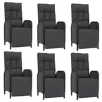 7 Piece Garden Dining Set with Cushions Black&Grey Poly Rattan
