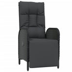 7 Piece Garden Dining Set with Cushions Black&Grey Poly Rattan