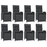 9 Piece Garden Dining Set with Cushions Black Poly Rattan - Top-Down View