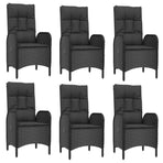 9 Piece Garden Dining Set with Cushions Black Poly Rattan