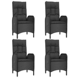 5 Piece Garden Dining Set with Cushions Black Poly Rattan - Top-Down View