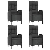 5 Piece Garden Dining Set with Cushions Black Poly Rattan - Top-Down View