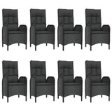 9 Piece Garden Dining Set with Cushions Black Poly Rattan - Top-Down View