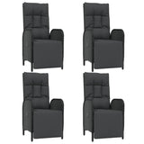 5 Piece Garden Dining Set with Cushions Black Poly Rattan - Top-Down View