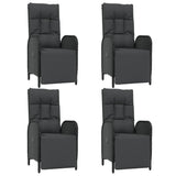 5 Piece Garden Dining Set with Cushions Black Poly Rattan - Top-Down View