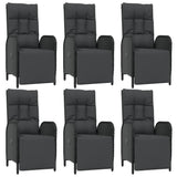 7 Piece Garden Dining Set with Cushions Black Poly Rattan