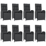 9 Piece Garden Dining Set with Cushions Black Poly Rattan