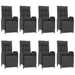 9 Piece Garden Dining Set with Cushions Black Poly Rattan
