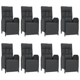 9 Piece Garden Dining Set with Cushions Black Poly Rattan - Top-Down View