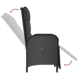 5 Piece Garden Dining Set with Cushions Black Poly Rattan - Low Angle