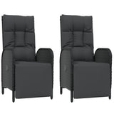 7 Piece Garden Dining Set with Cushions Black Poly Rattan - 45-Degree Angle