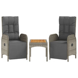 4 Piece Garden Dining Set with Cushions Grey Poly Rattan - Top-Down View