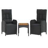 4 Piece Garden Dining Set with Cushions Black Poly Rattan - Top-Down View