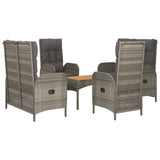 5 Piece Garden Dining Set with Cushions Grey Poly Rattan - Side View