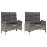 5 Piece Garden Dining Set with Cushions Grey Poly Rattan - Rear View