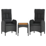 5 Piece Garden Dining Set with Cushions Black Poly Rattan - Top-Down View