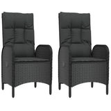 5 Piece Garden Dining Set with Cushions Black Poly Rattan - 45-Degree Angle