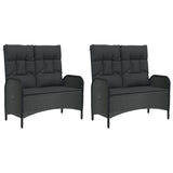 5 Piece Garden Dining Set with Cushions Black Poly Rattan