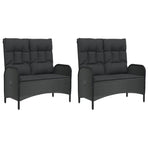 5 Piece Garden Dining Set with Cushions Black Poly Rattan