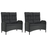 5 Piece Garden Dining Set with Cushions Black Poly Rattan - Rear View
