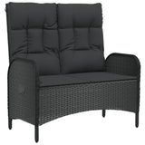 5 Piece Garden Dining Set with Cushions Black Poly Rattan - Low Angle