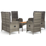 5 Piece Garden Dining Set with Cushions Grey Poly Rattan - Front View