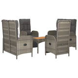 5 Piece Garden Dining Set with Cushions Grey Poly Rattan - Side View