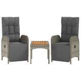 5 Piece Garden Dining Set with Cushions Grey Poly Rattan - Top-Down View