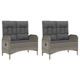 5 Piece Garden Dining Set with Cushions Grey Poly Rattan - Rear View