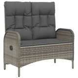 5 Piece Garden Dining Set with Cushions Grey Poly Rattan - Low Angle