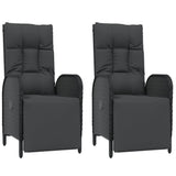 5 Piece Garden Dining Set with Cushions Black Poly Rattan - 45-Degree Angle