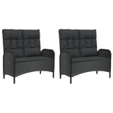 5 Piece Garden Dining Set with Cushions Black Poly Rattan