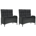 5 Piece Garden Dining Set with Cushions Black Poly Rattan