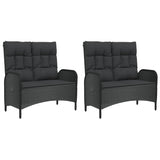 5 Piece Garden Dining Set with Cushions Black Poly Rattan - Rear View