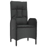3 Piece Garden Dining Set with Cushions Black Poly Rattan - 45-Degree Angle