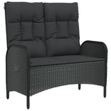 3 Piece Garden Dining Set with Cushions Black Poly Rattan - Rear View