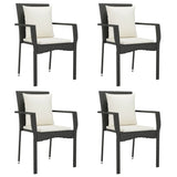 5 Piece Garden Dining Set with Cushions Black Poly Rattan
