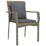 3 Piece Garden Dining Set with Cushions Black and Grey Poly Rattan - 45-Degree Angle