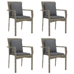5 Piece Garden Dining Set with Cushions Black&Grey Poly Rattan