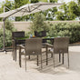 5 Piece Garden Dining Set with Cushions Black&Grey Poly Rattan