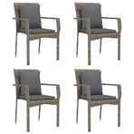 5 Piece Garden Dining Set with Cushions Black&Grey Poly Rattan