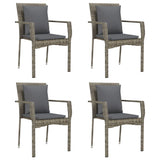 5 Piece Garden Dining Set with Cushions Black and Grey Poly Rattan - Top-Down View